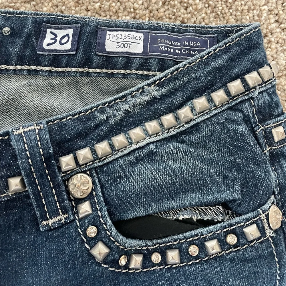 “Miss Me” heavily embellished Distressed Women's Jeans - Picture 3 of 6